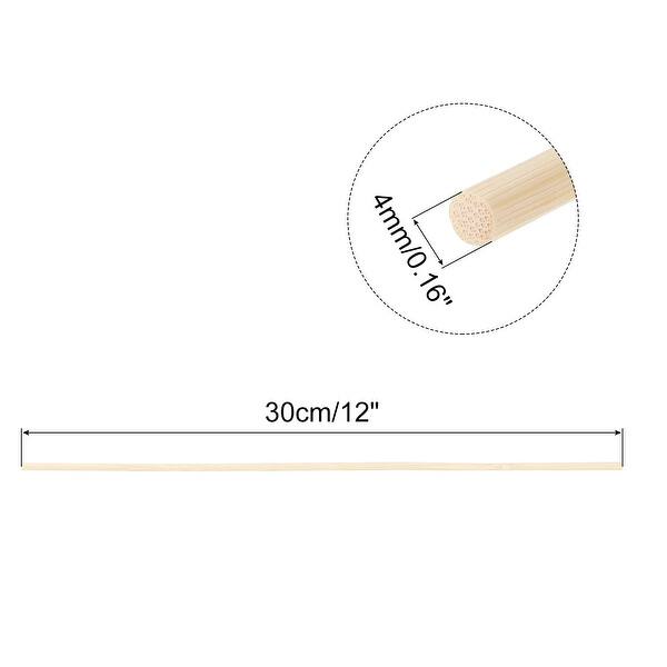 Wooden Dowel Rods,30cm/12" Round Dowel Rod,4mm/0.16" Stick,100 Pack
